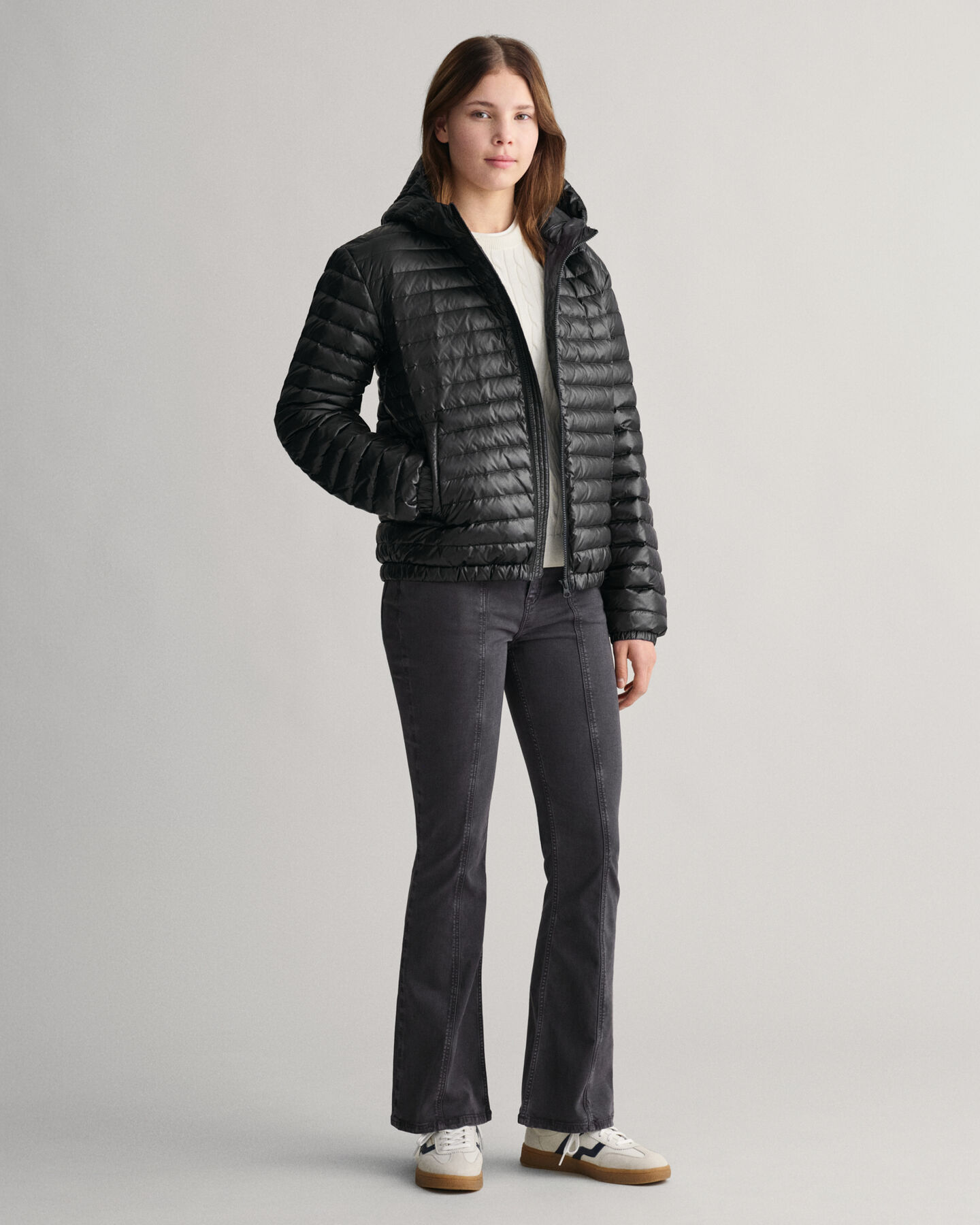 Teens tunn vadderad dunjacka med glans