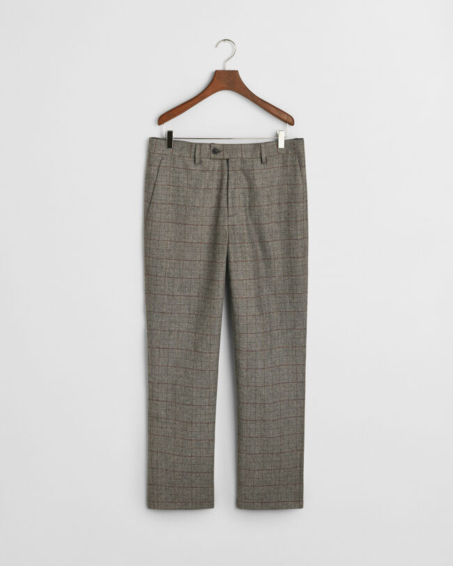 Slim fit rutmönstrade kostymbyxor