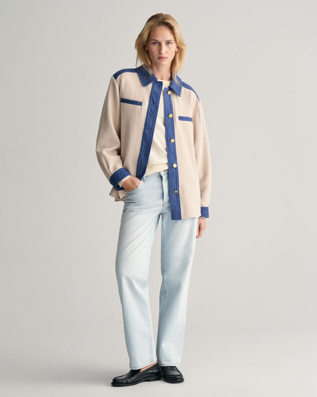 Finstickad tröja med rund hals