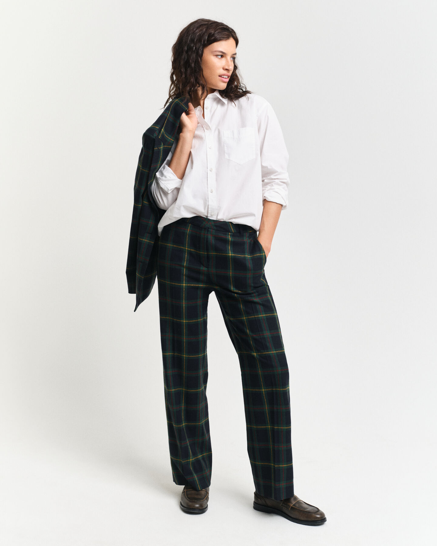 Rutiga kostymbyxor med raka ben