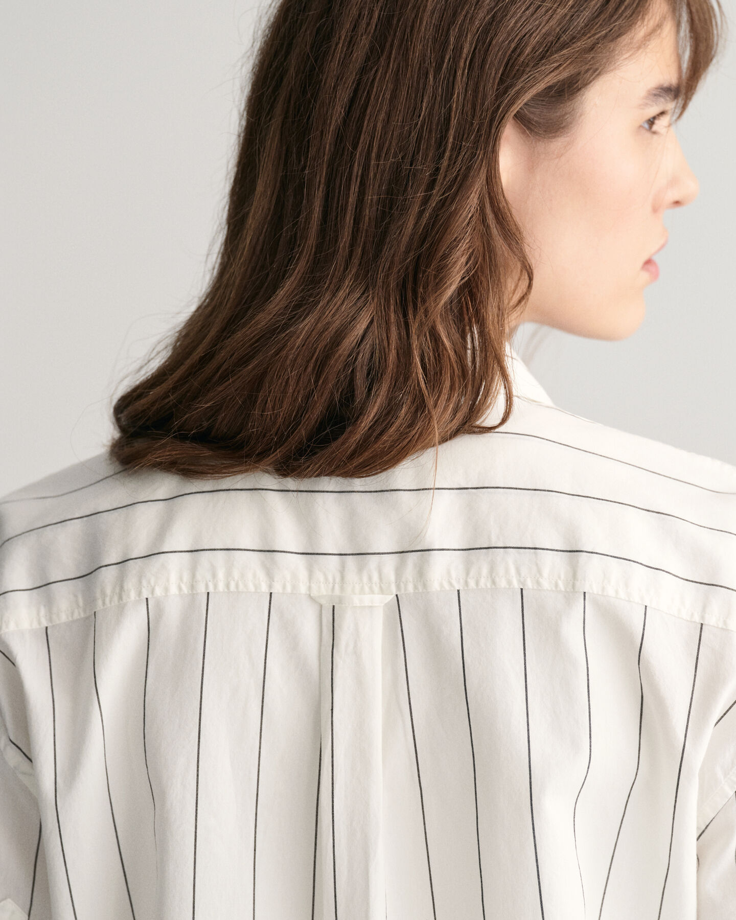 Relaxed fit Luxury kort&auml;rmad randig oxfordskjorta