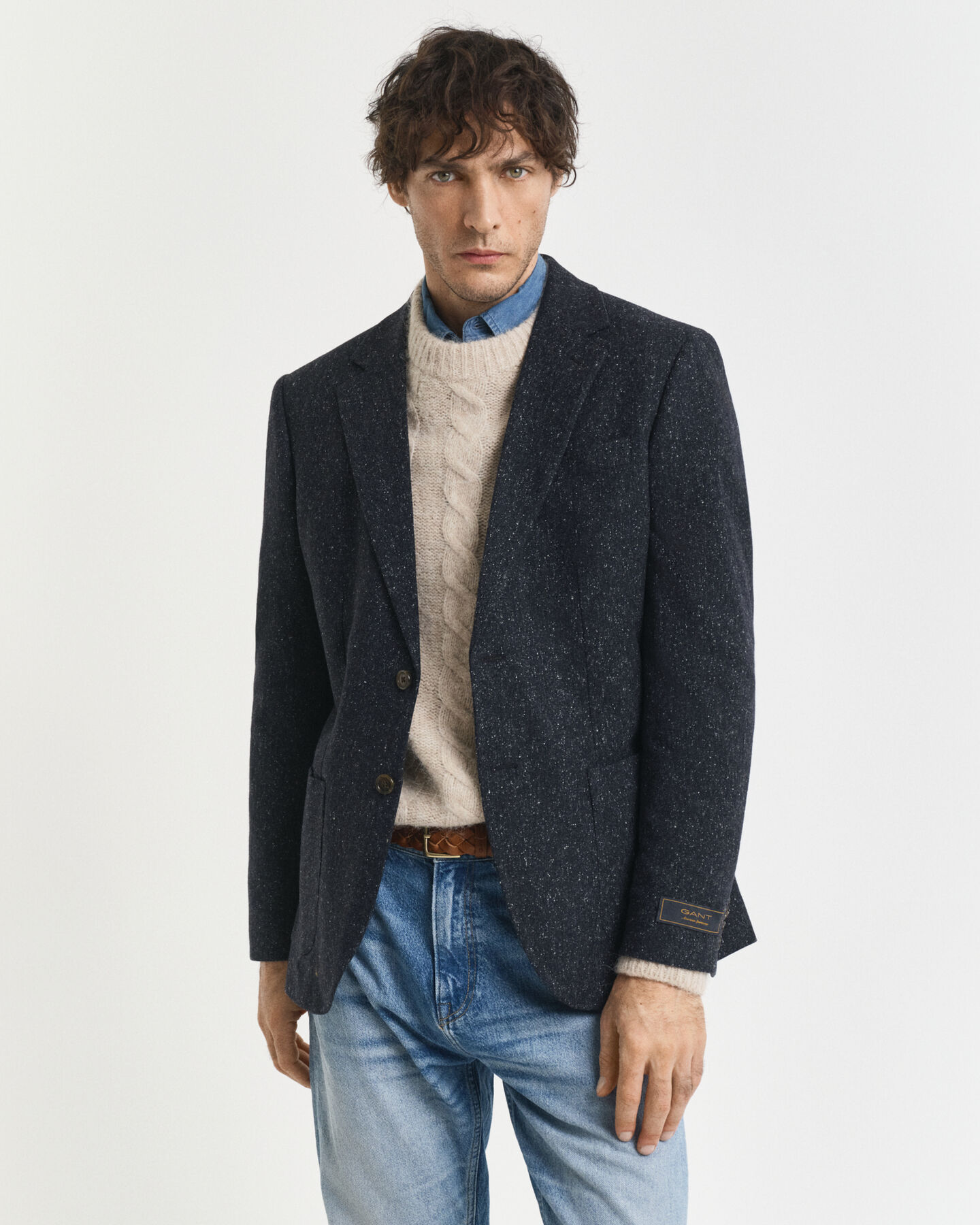 Slim fit kostymkavaj i donegalväv