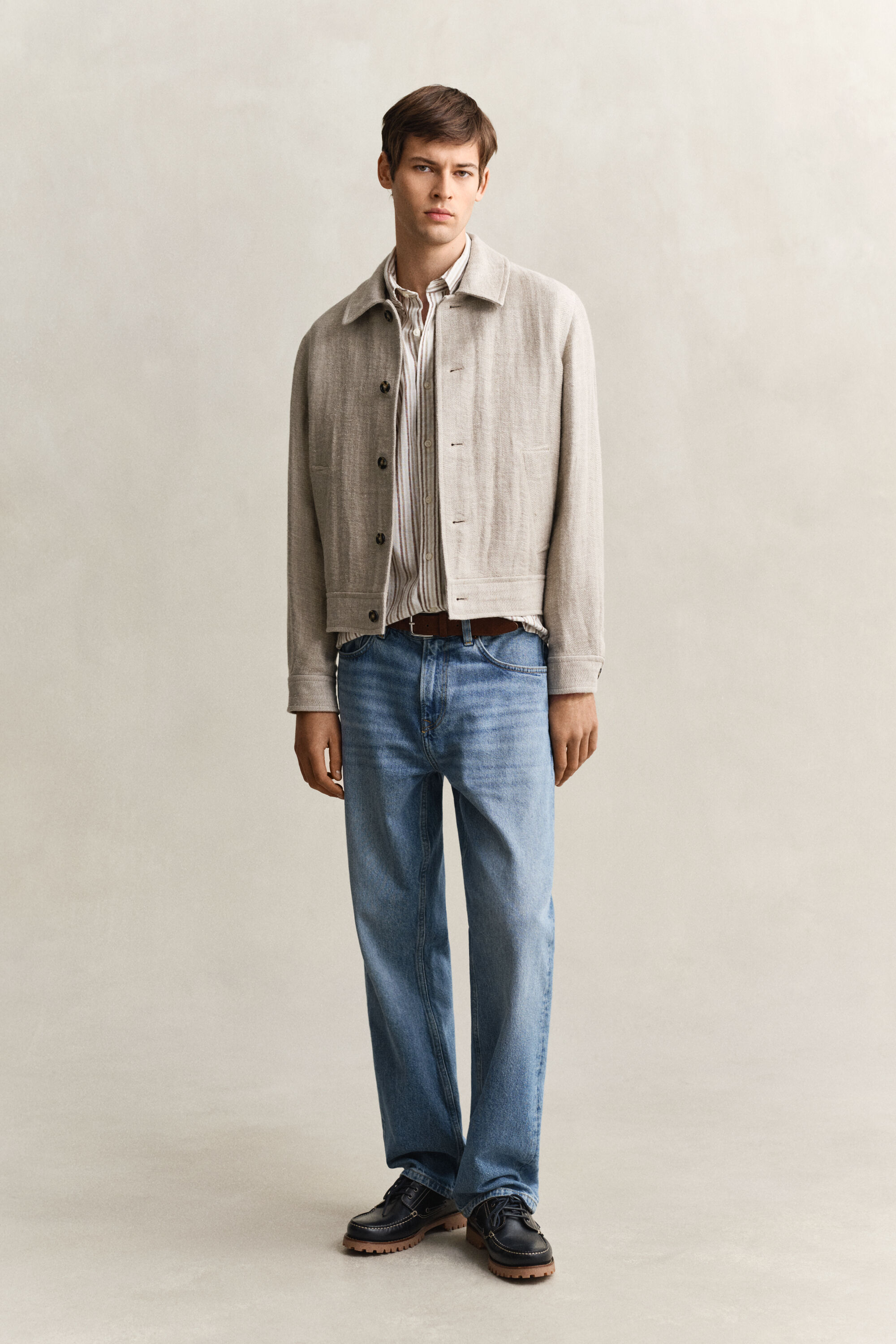 Randig skjorta i linneblandning