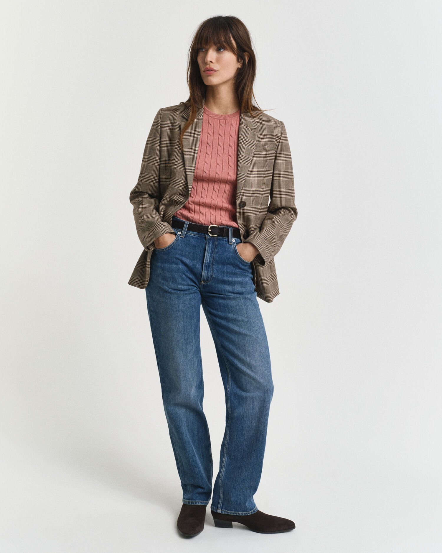 Kabelstickad kortärmad tröja