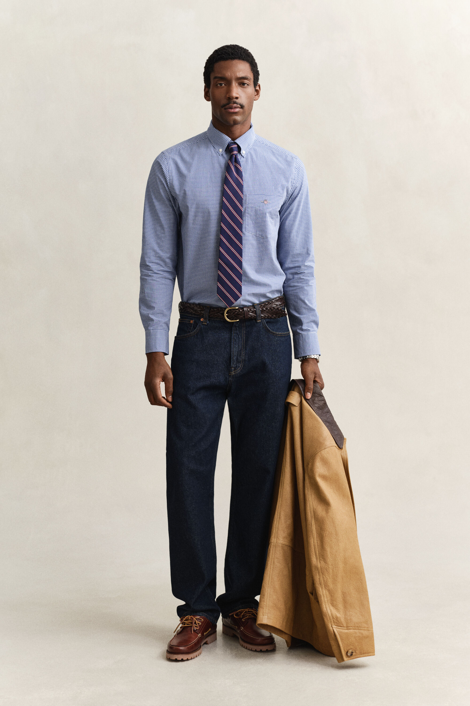 Klassisk poplinskjorta med ginghamväv