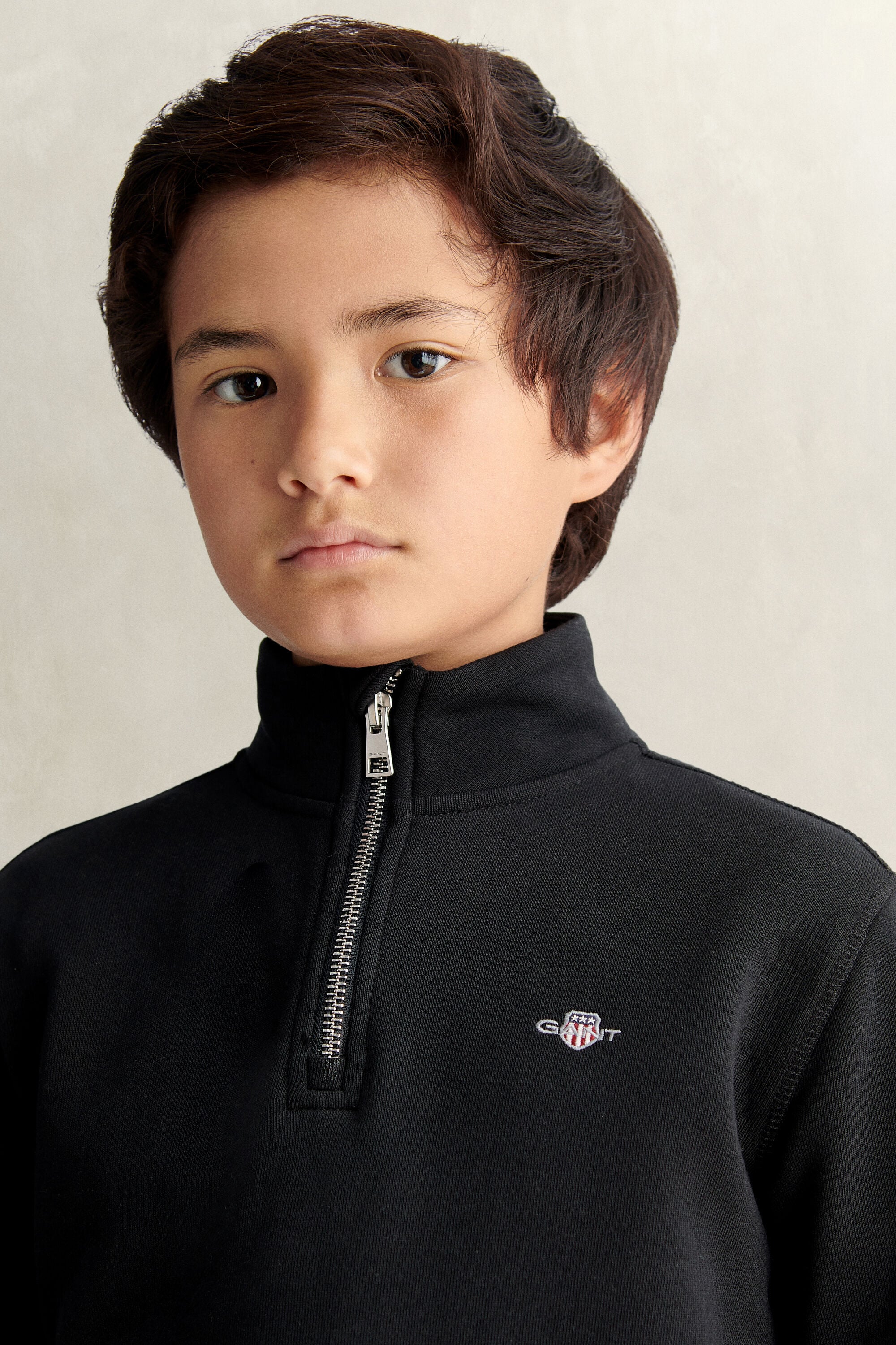 Teen Boys sweatshirt med half-zip och sköldemblem