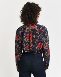 Relaxed fit rosenm&ouml;nstrad skjorta i bomull och silke