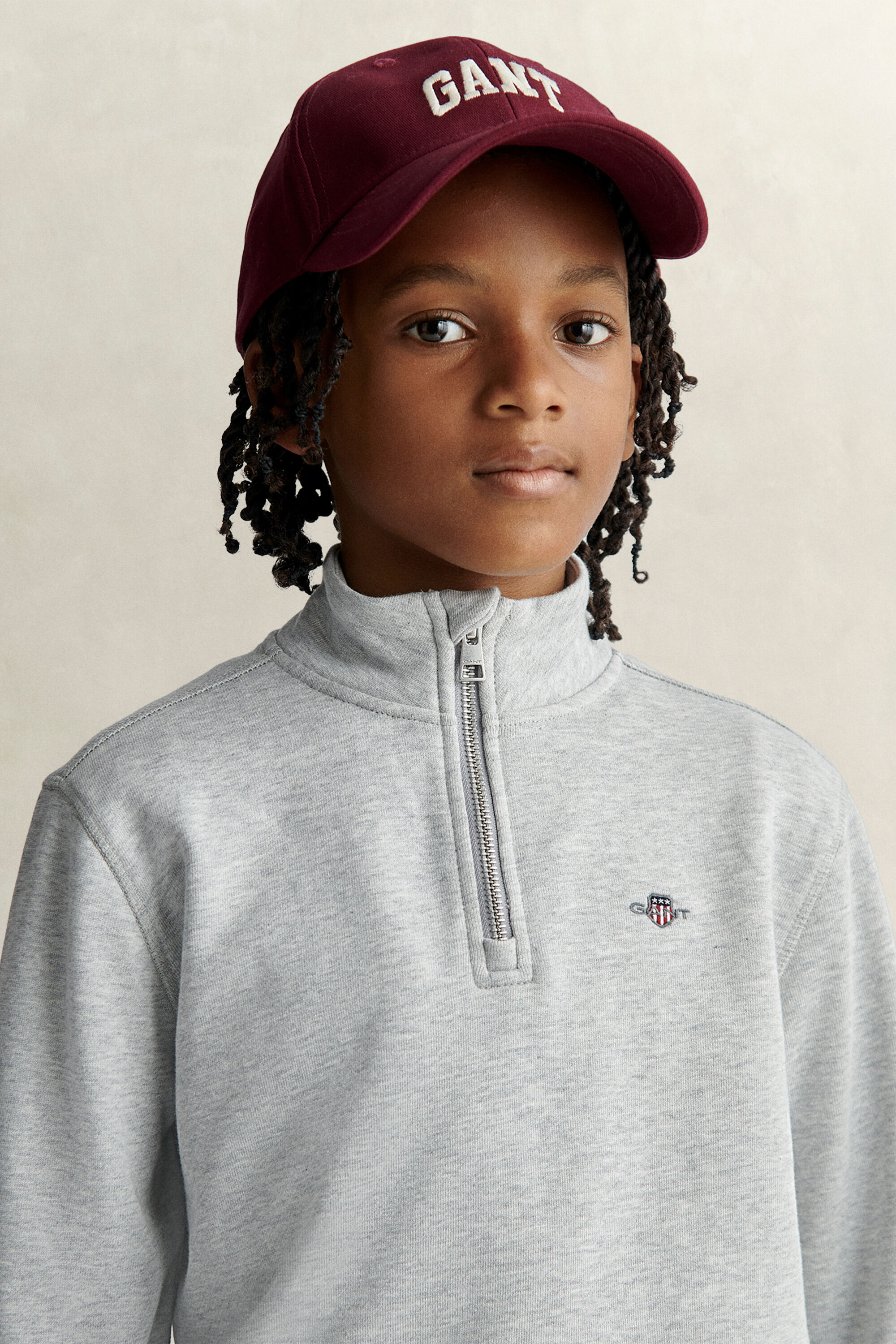 Teen Boys sweatshirt med half-zip och sköldemblem