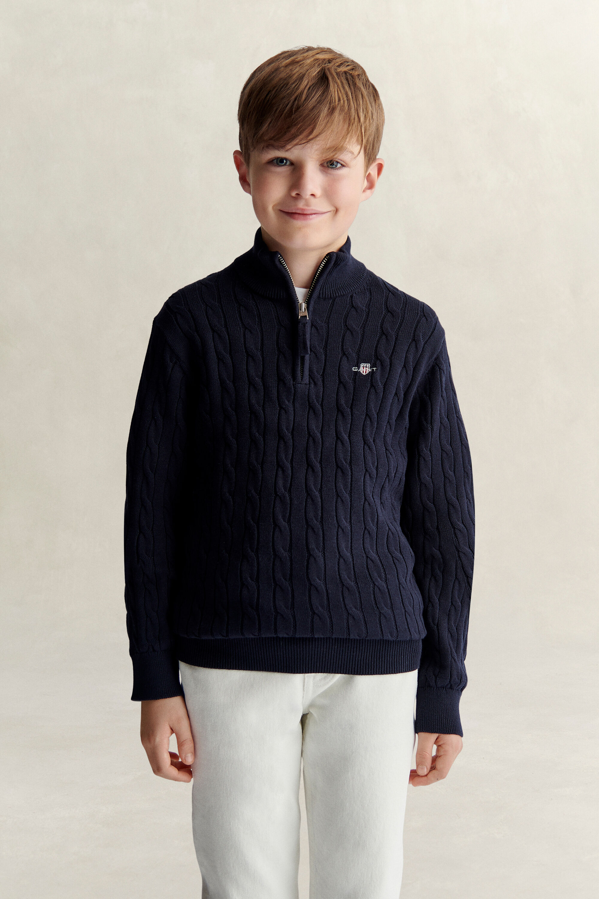 Teen Boys tröja med half-zip och sköldemblem