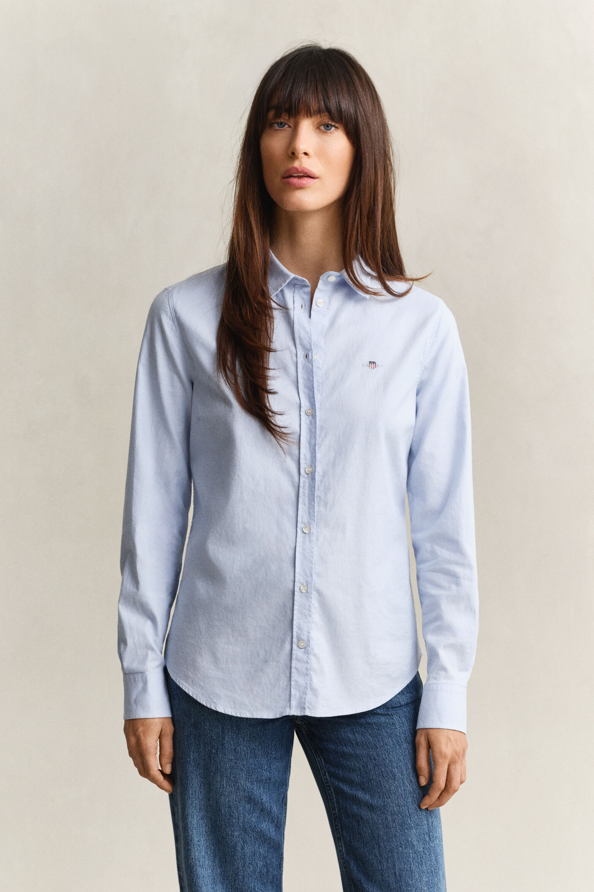 Klassisk slim fit oxfordskjorta med stretch