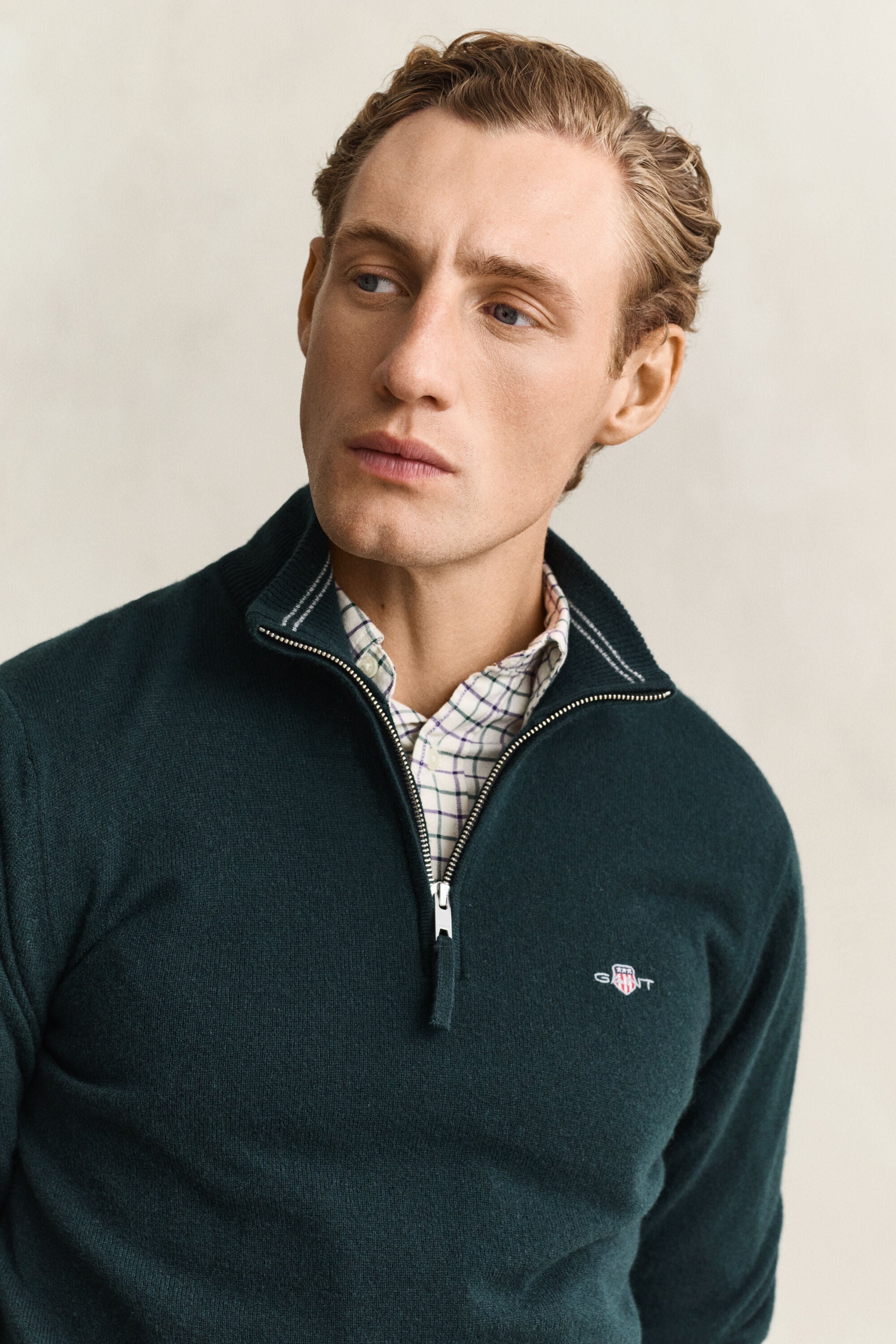 Tröja i lammull med half-zip