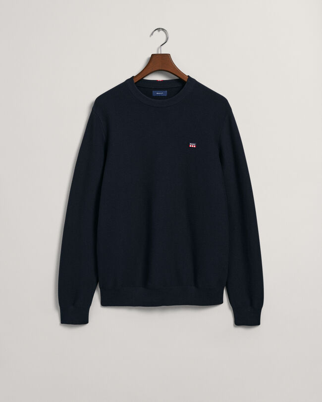 Tunnstickad crew neck tröja
