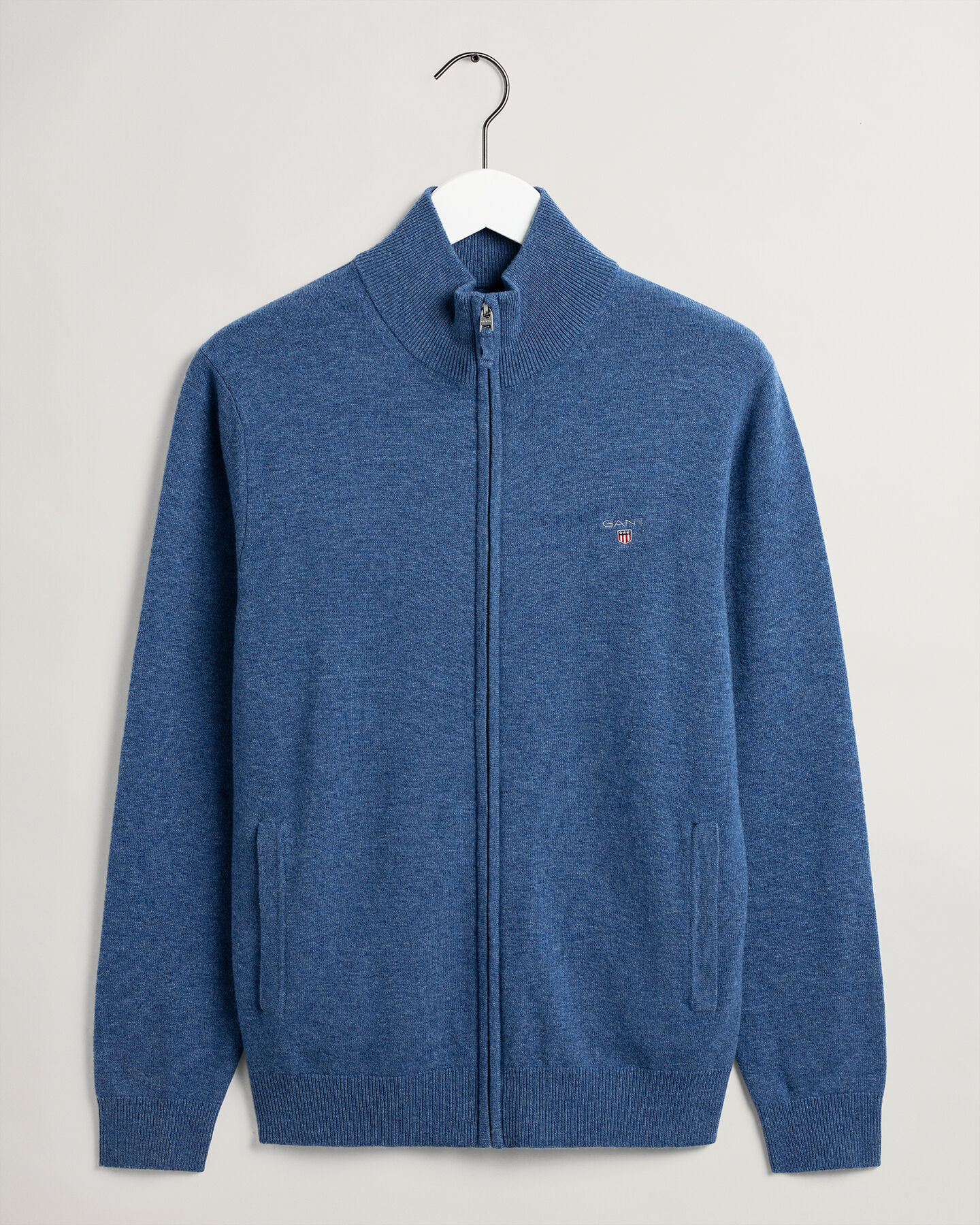 Cardigan i superfin lammull med dragkedja