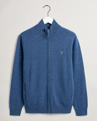 Cardigan i superfin lammull med dragkedja