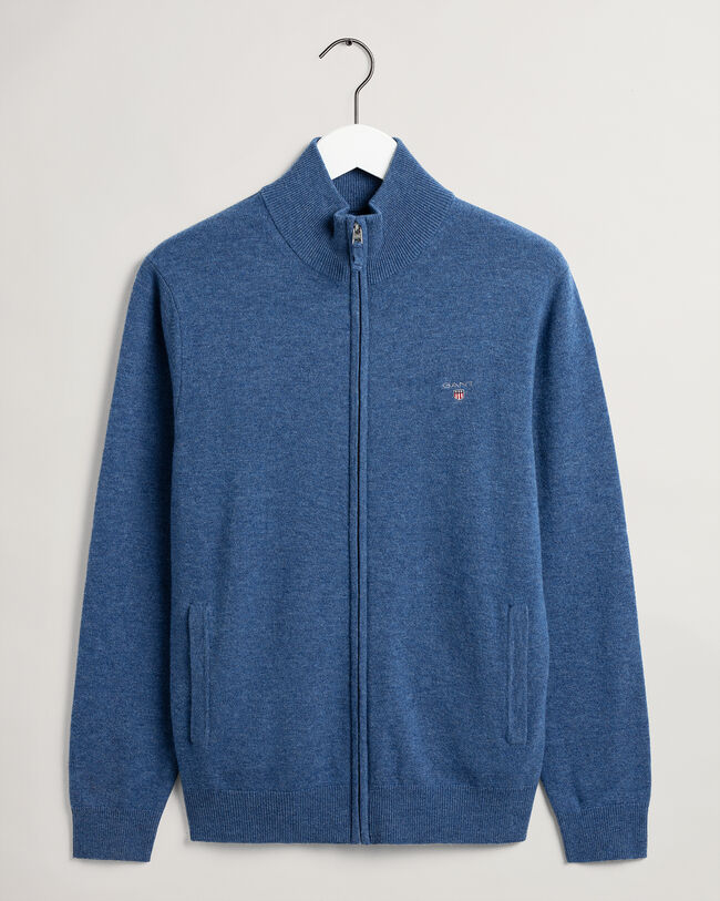 Cardigan i superfin lammull med dragkedja