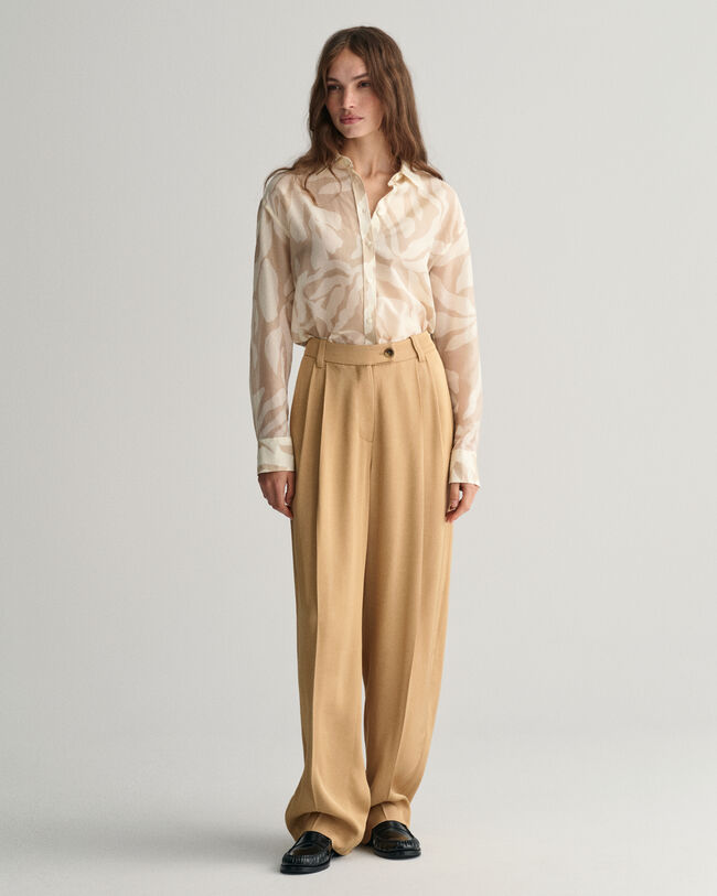 Relaxed fit palmm&ouml;nstrad skjorta i bomull och silke