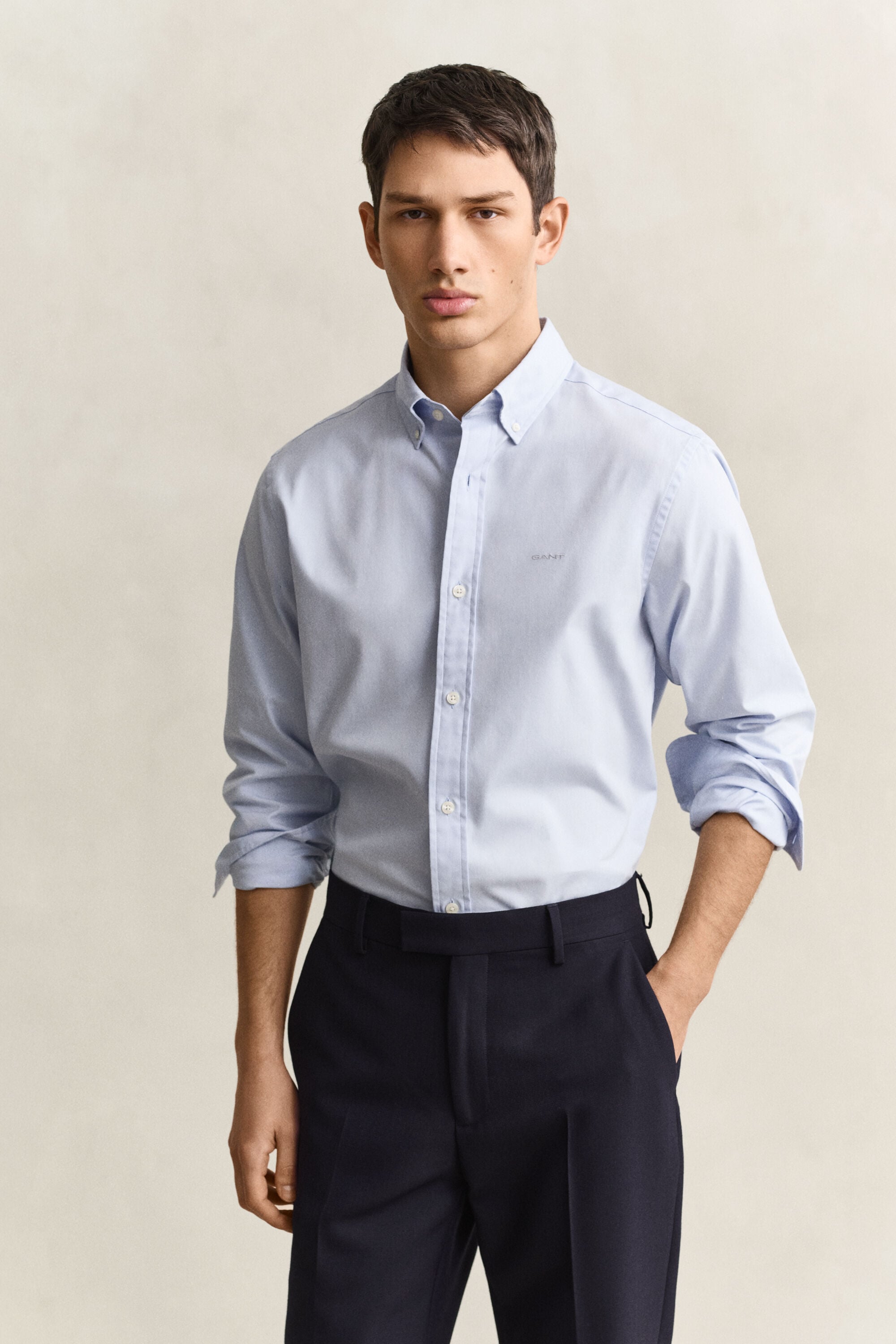 Regular fit pinpointvävd oxfordskjorta