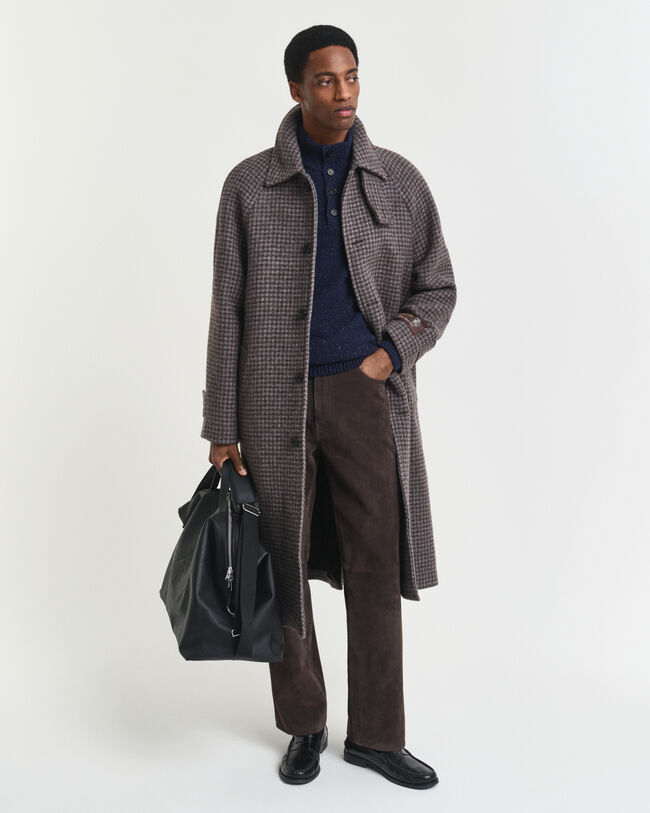 Halvknäppt tröja i ullblandning med neps