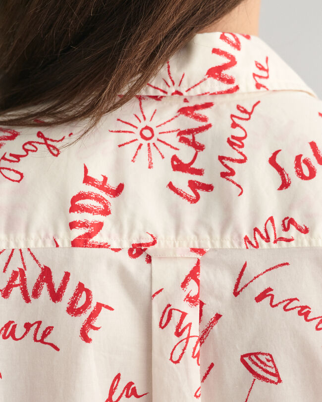 Relaxed fit kort&auml;rmad skjorta med texttryck