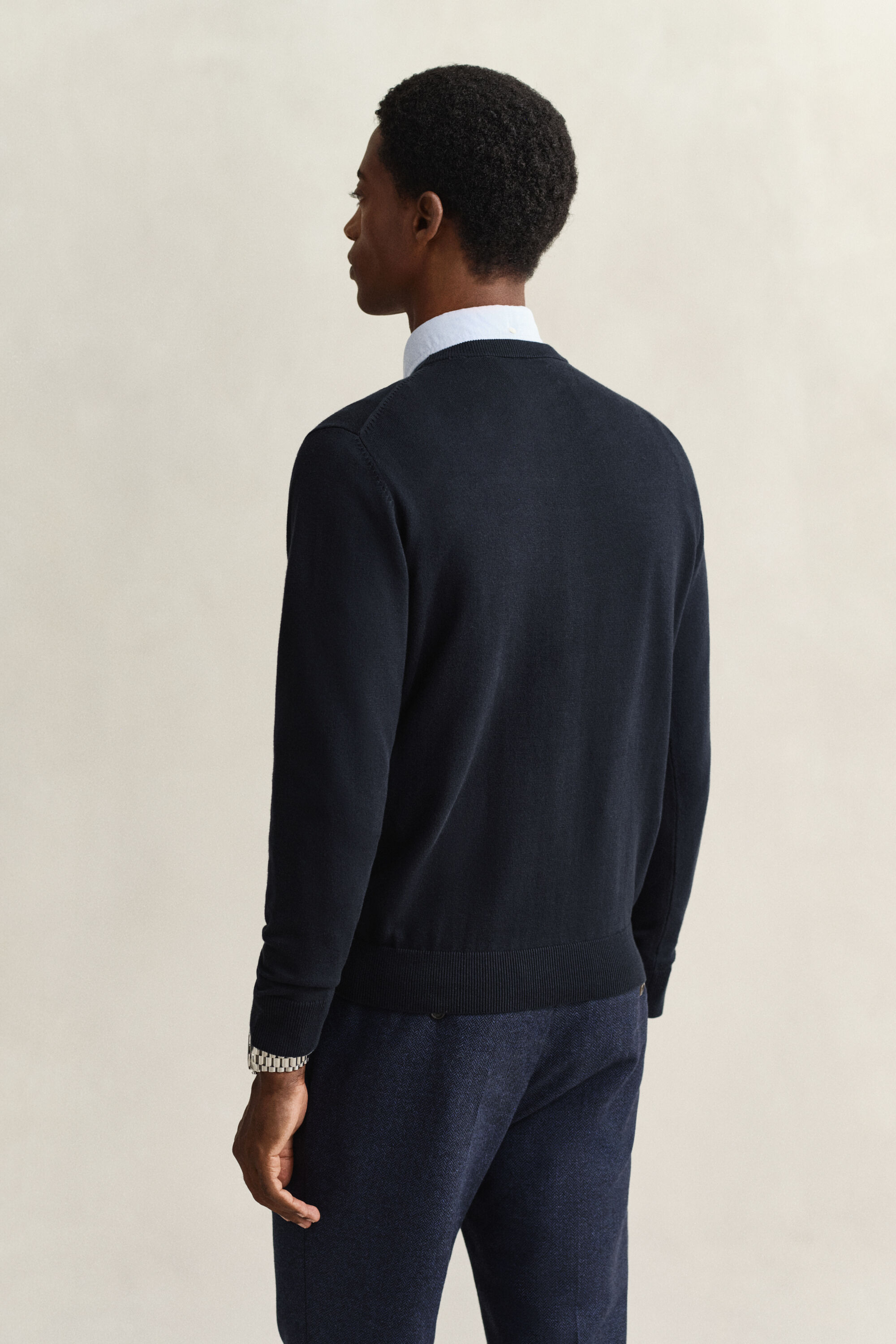 Rundhalsad tröja i bomull