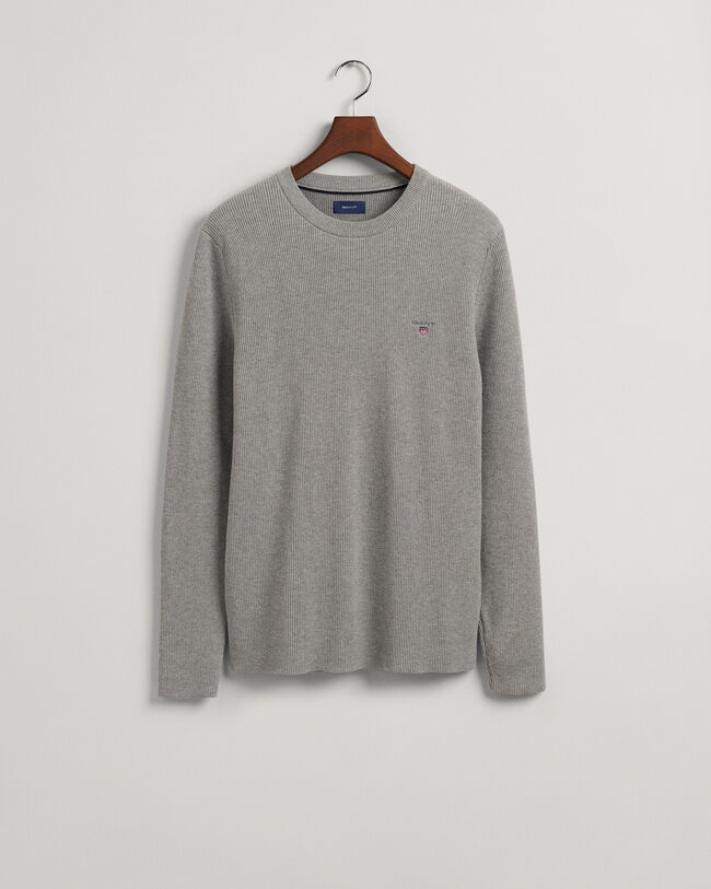 Ribbstickad crew neck tr&ouml;ja