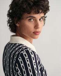 Chain Jacquard pikéklänning med halvlång ärm