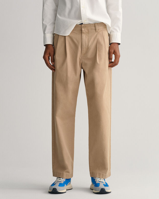 Relaxed fit chinos med veck