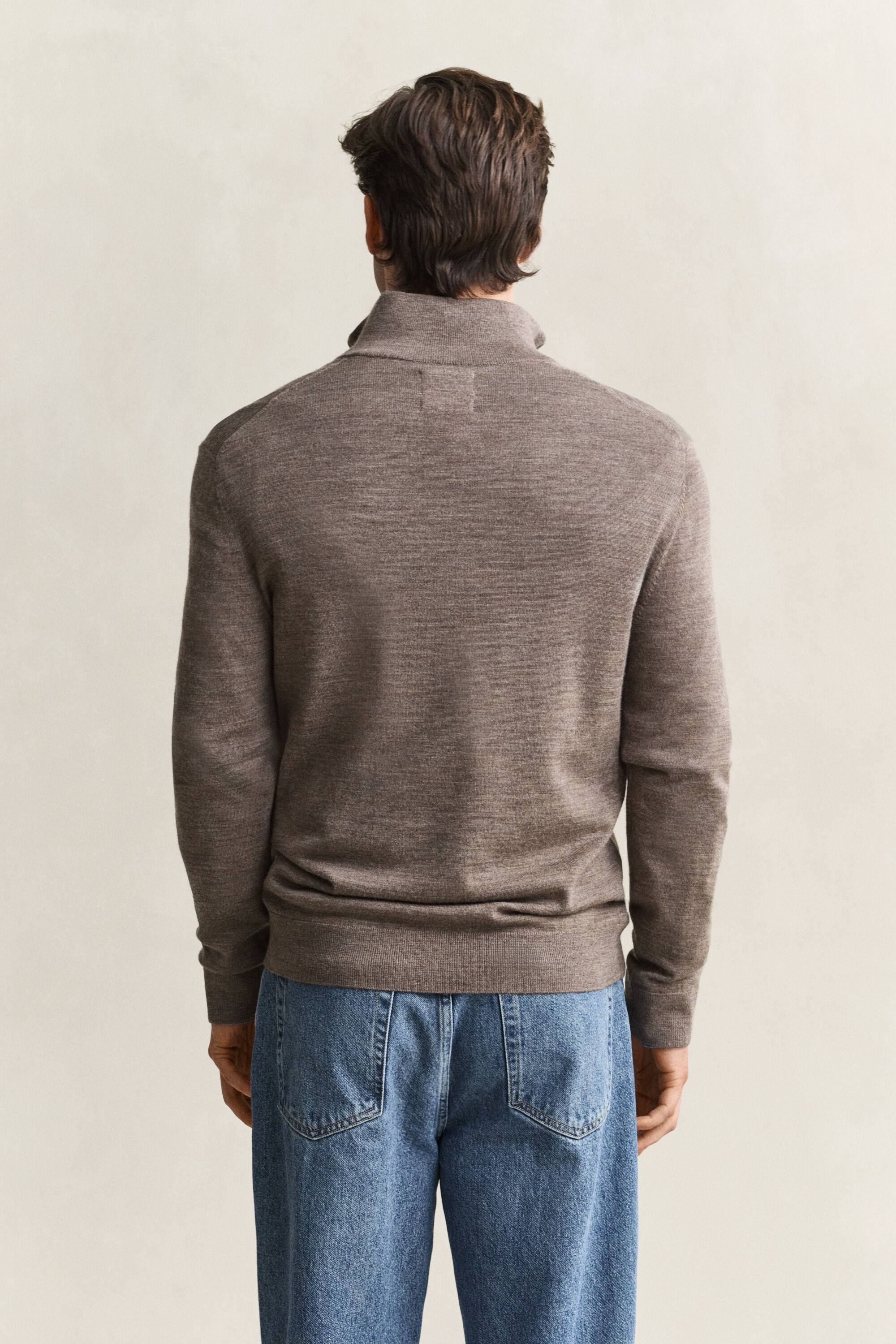 Tröja med half-zip i merinoull