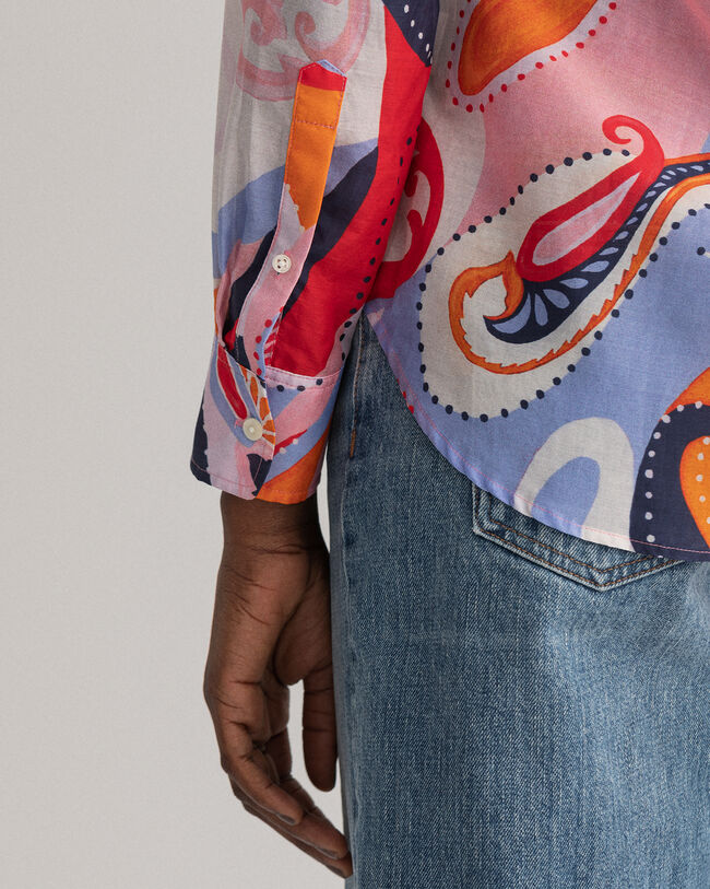 Regular fit paisleyskjorta i bomullssiden