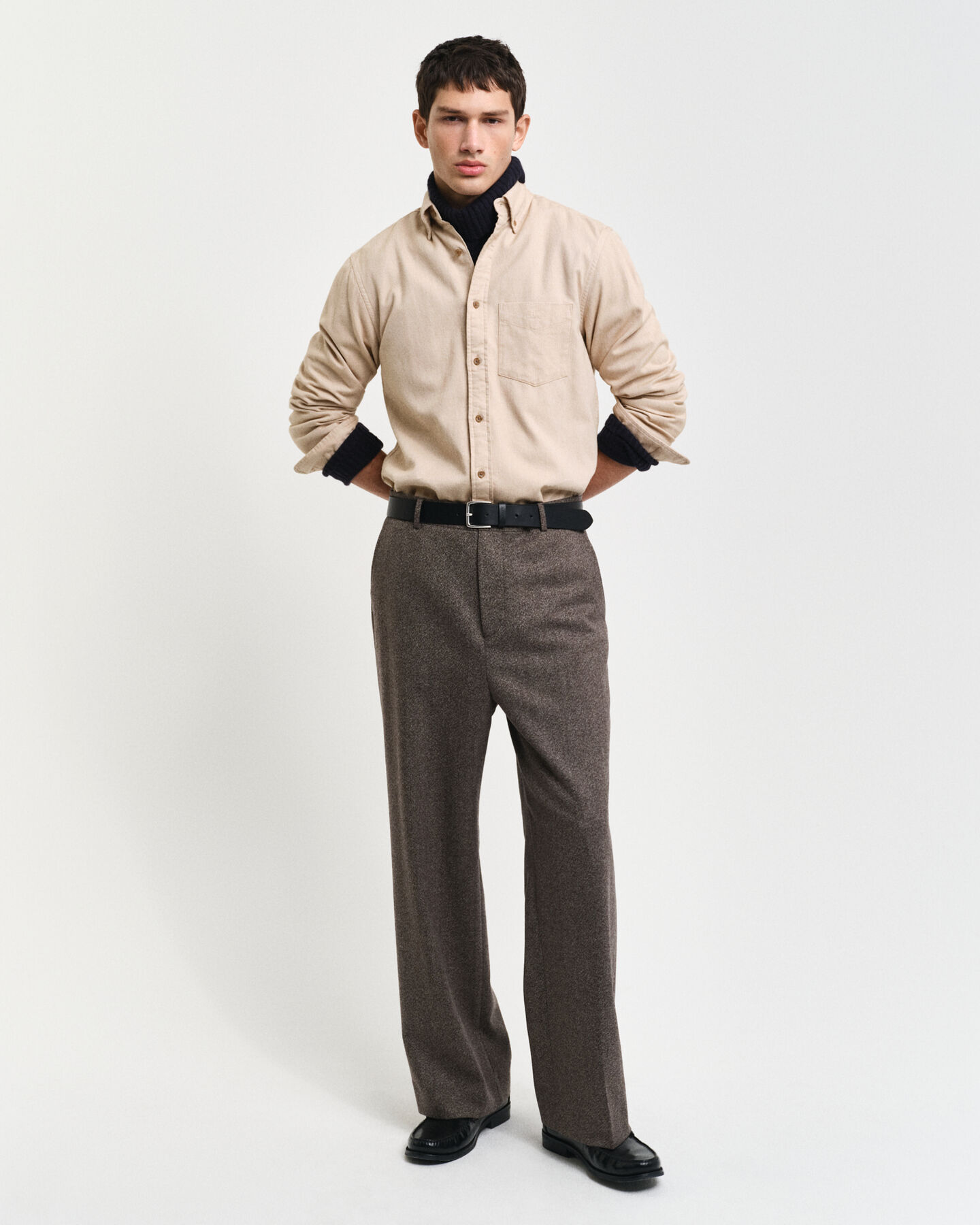 Regular fit fiskbensm&ouml;nstrad flanellskjorta