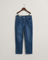 Randiga cropped jeans med raka ben