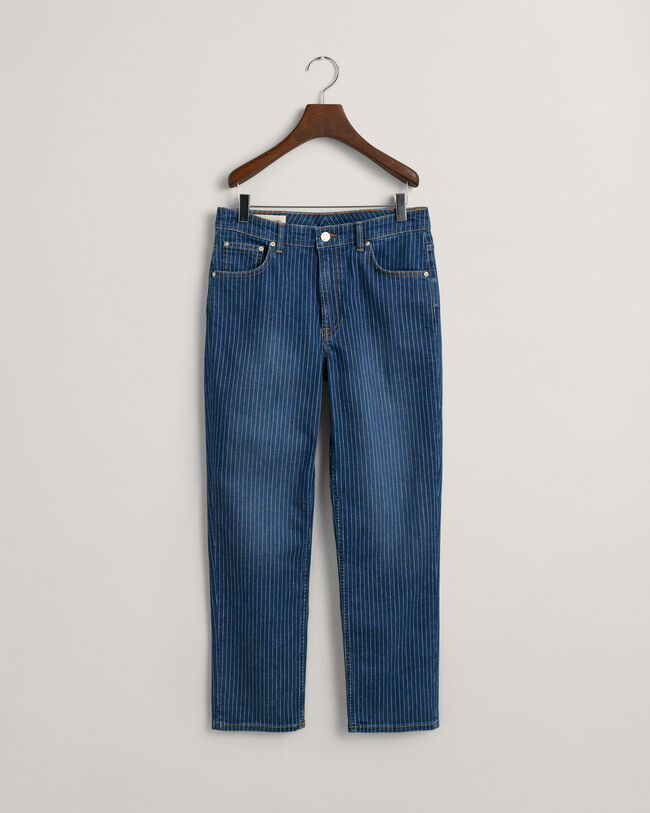 Randiga cropped jeans med raka ben