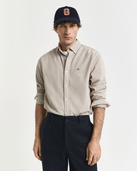 Regular fit skjorta i bomullsmanchester