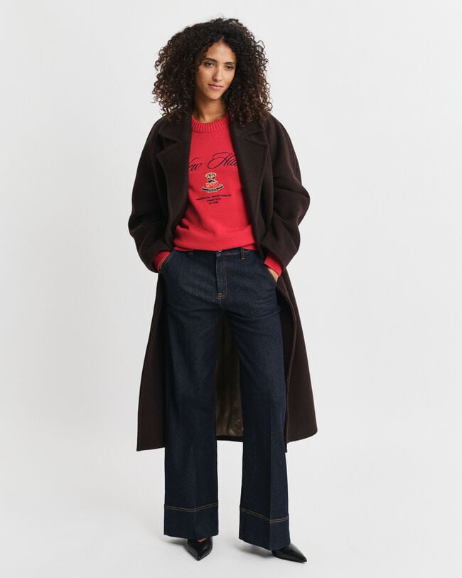 Rundhalsad tröja med tryck