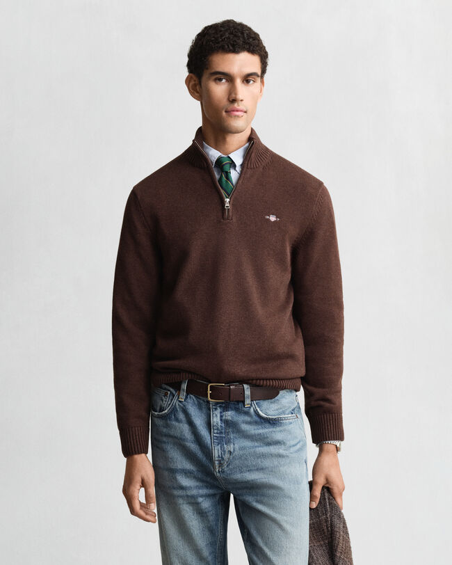 Casual Cotton tröja med dragkedja vid halsöppningen