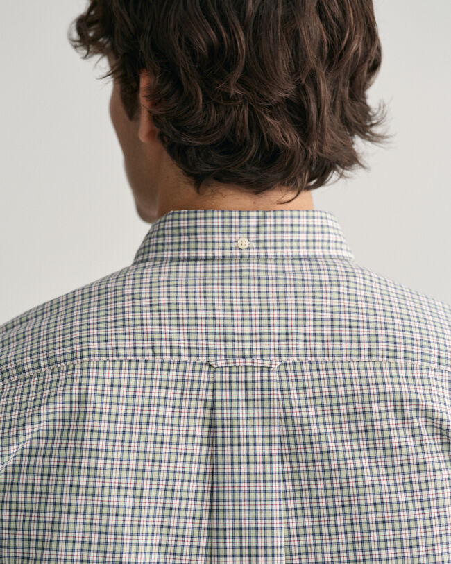 Regular Fit Micro Checked Poplin Short Sleeve Shirt