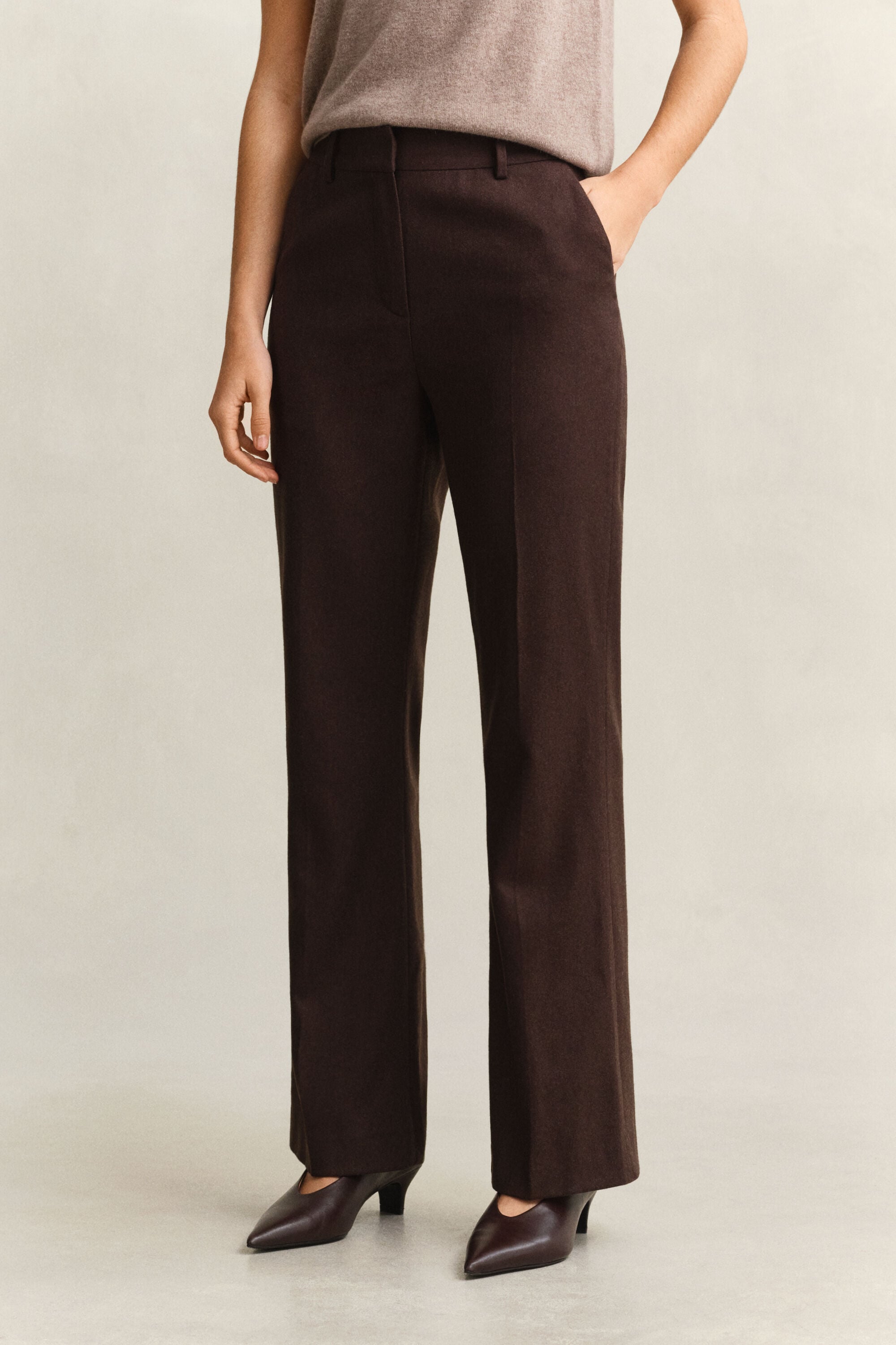 Slim fit flanellbyxor med utställda ben