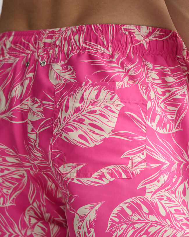 Classic fit badshorts med tropiskt l&ouml;vm&ouml;nster