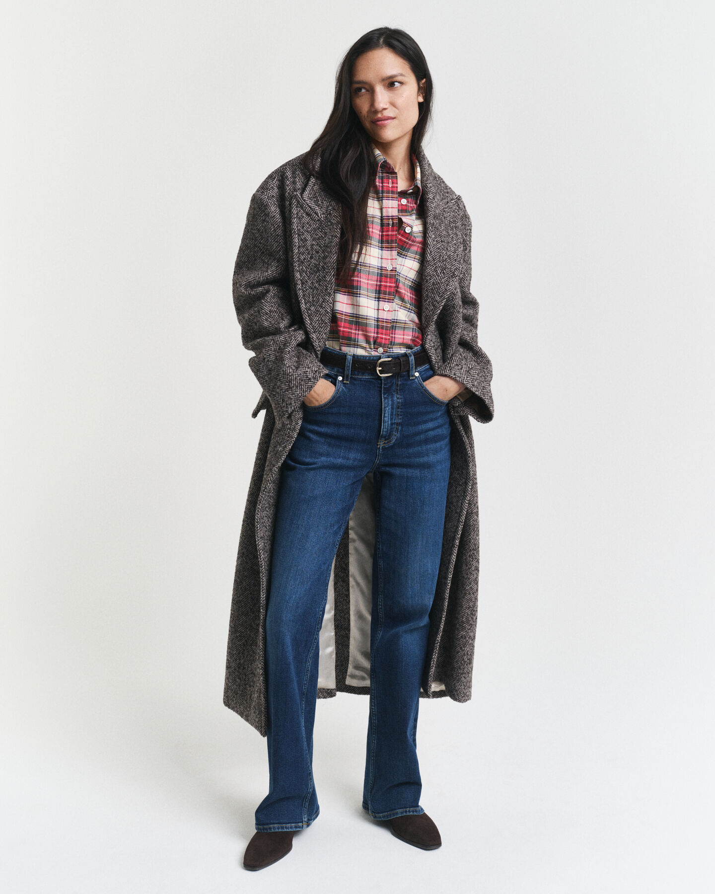 Oversized klassisk rutig oxfordskjorta