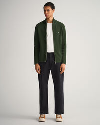 Ribbstickad tr&ouml;ja med dragkedja