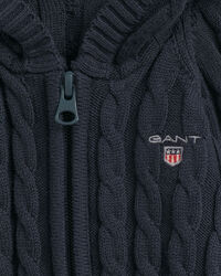 Baby kabelstickad bomullsoverall med dragkedja