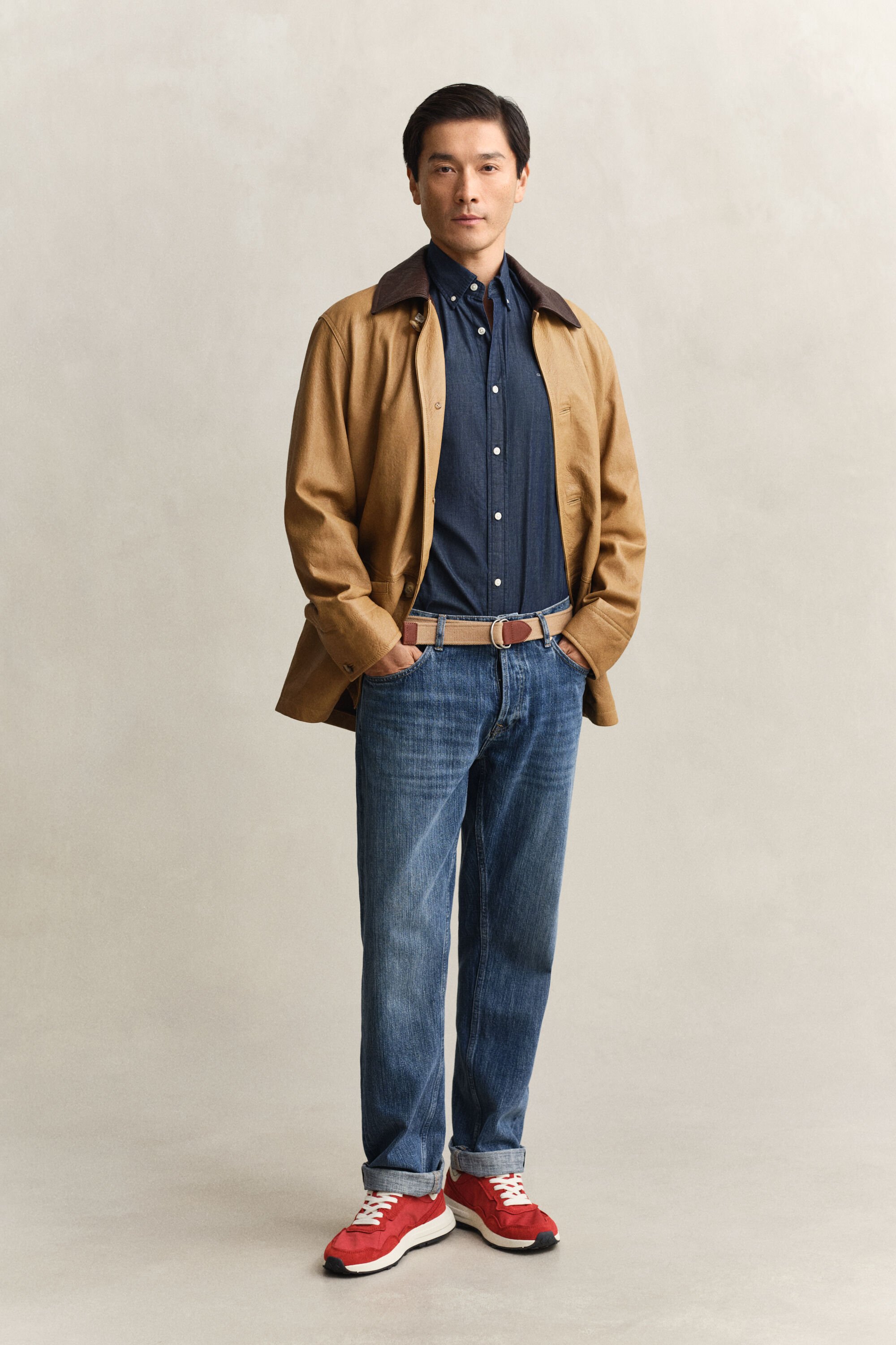 Slim fit indigofärgad skjorta