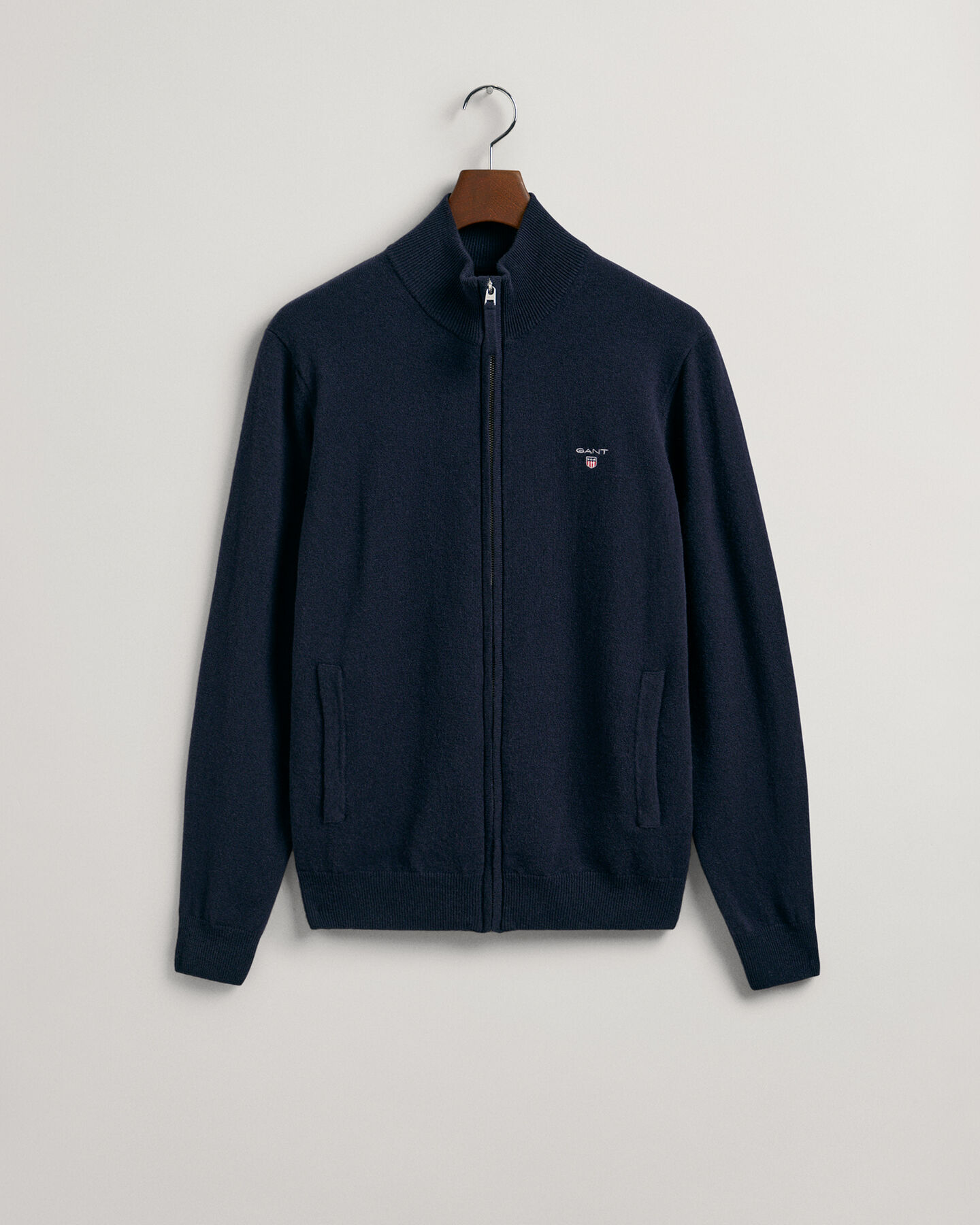 Cardigan i superfin lammull med dragkedja