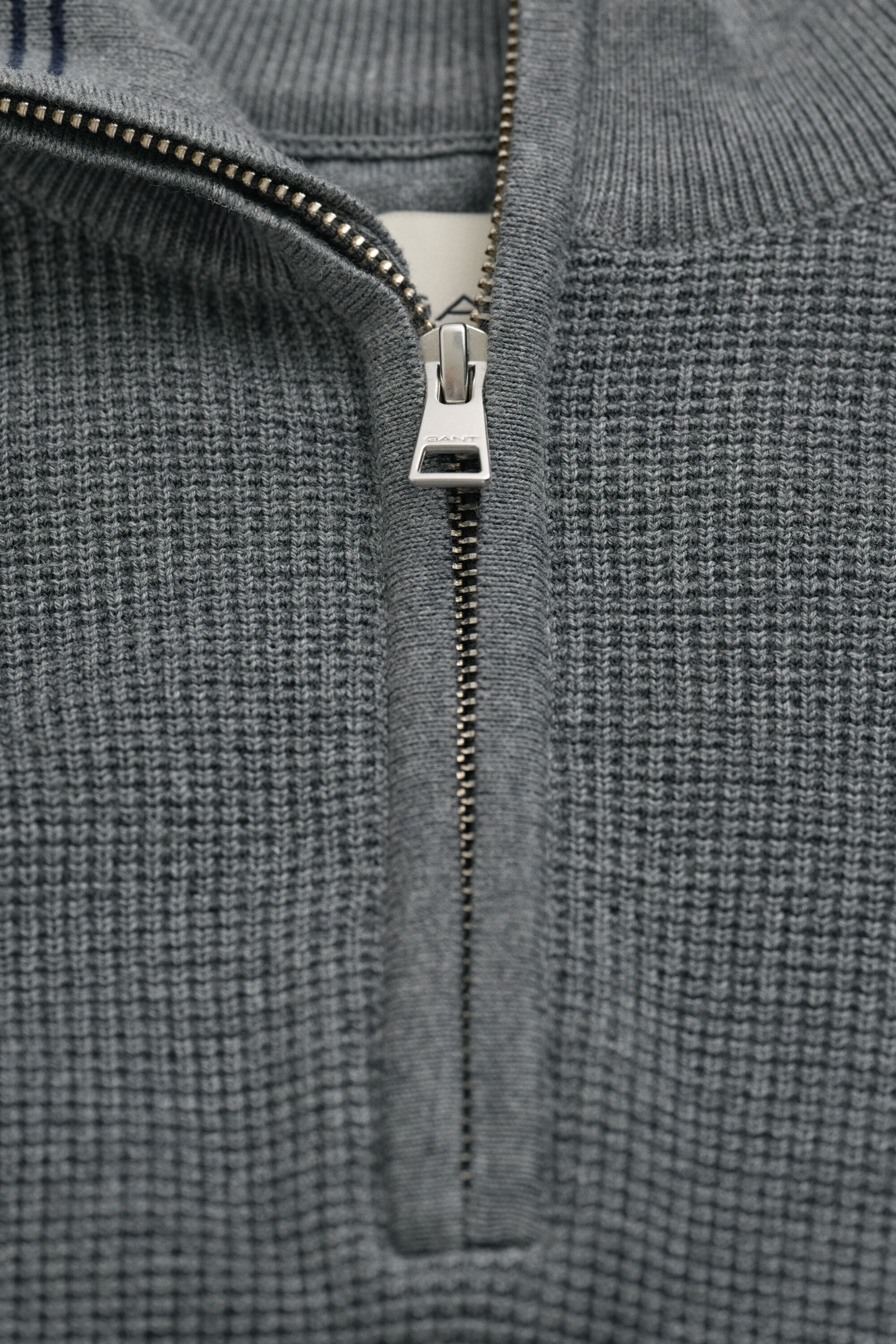 Bomullströja med struktur och half-zip