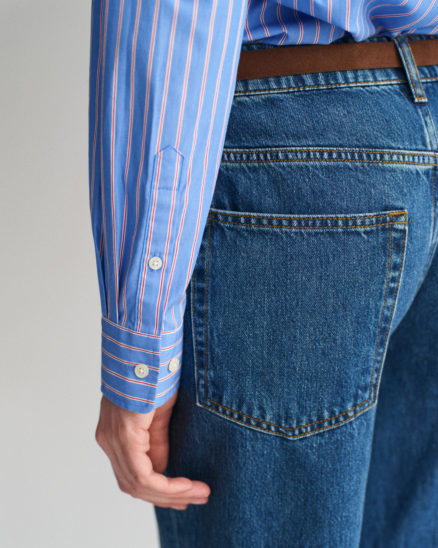 Regular fit klassisk randig poplinskjorta