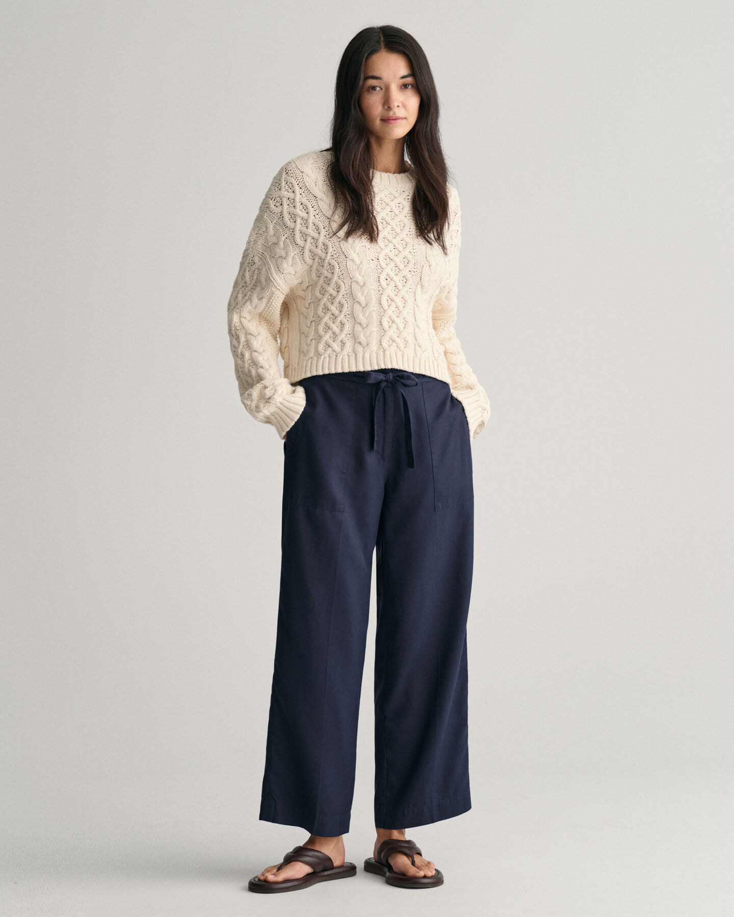 Relaxed Fit Tie Waist Pants