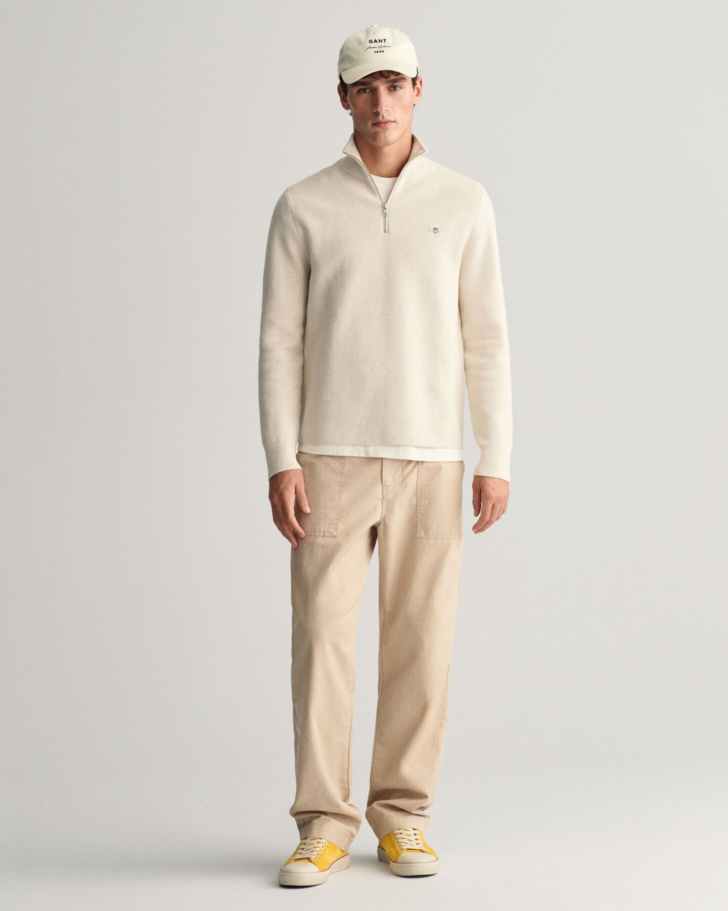 Milanostickad bomullstr&ouml;ja med halv dragkedja