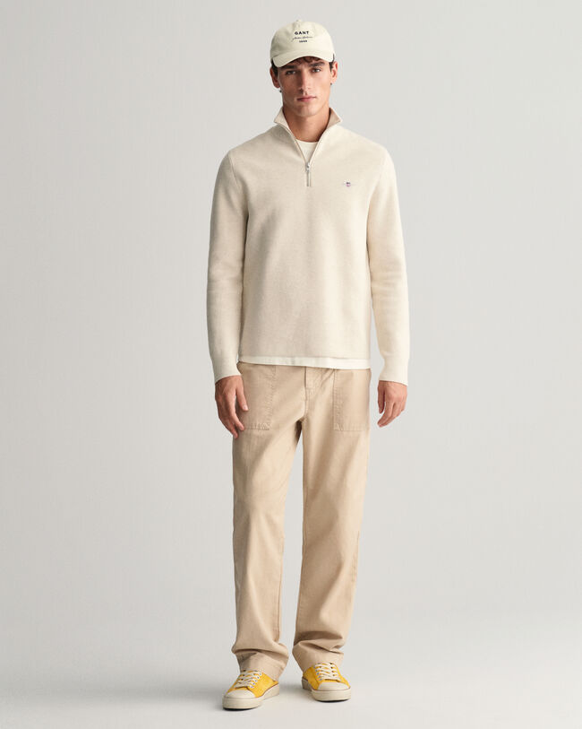 Milanostickad bomullstr&ouml;ja med halv dragkedja