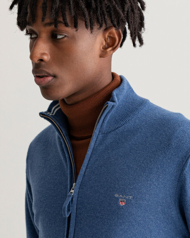 Cardigan i superfin lammull med dragkedja