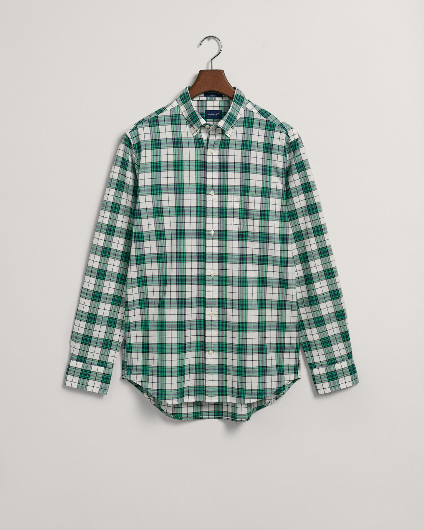 Regular fit rutig oxfordskjorta